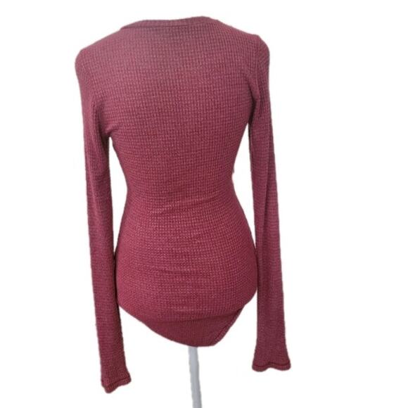 Free People Keep Your Cool Waffle Thermal Bodysuit Wild County Pink Small‎ - Picture 4 of 15